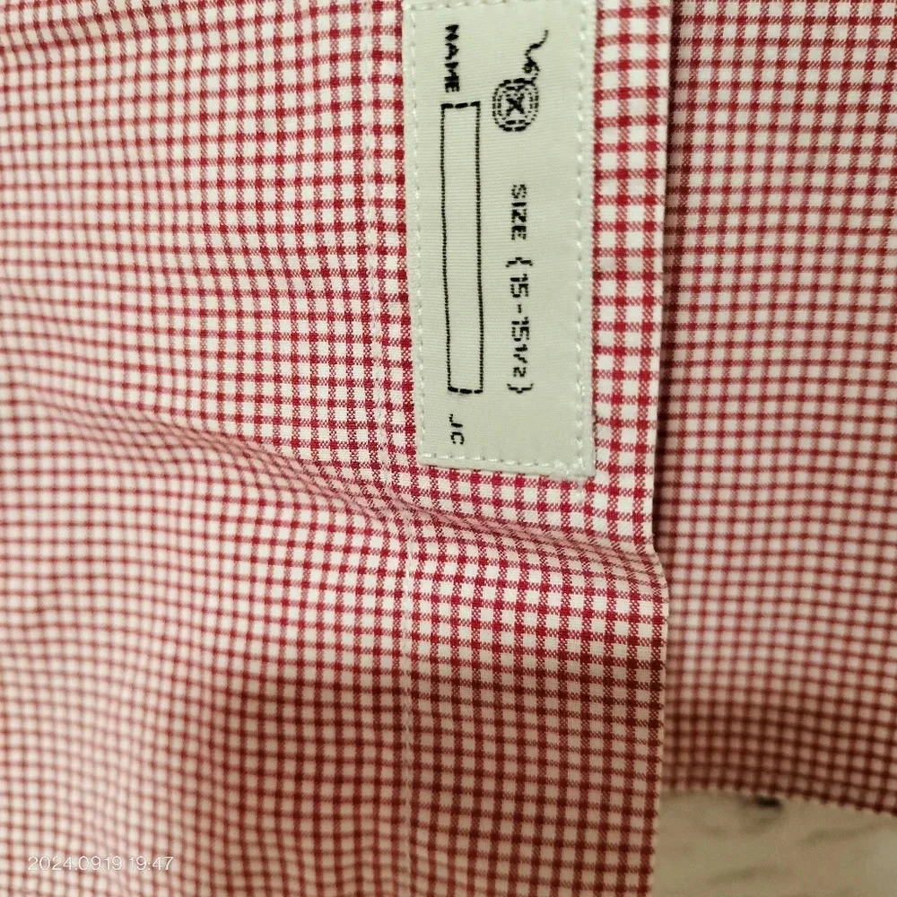 J. Crew Sz 15-15 1/2 Shirt Red White Gingham 2-ply Cotton Button Down Pocket